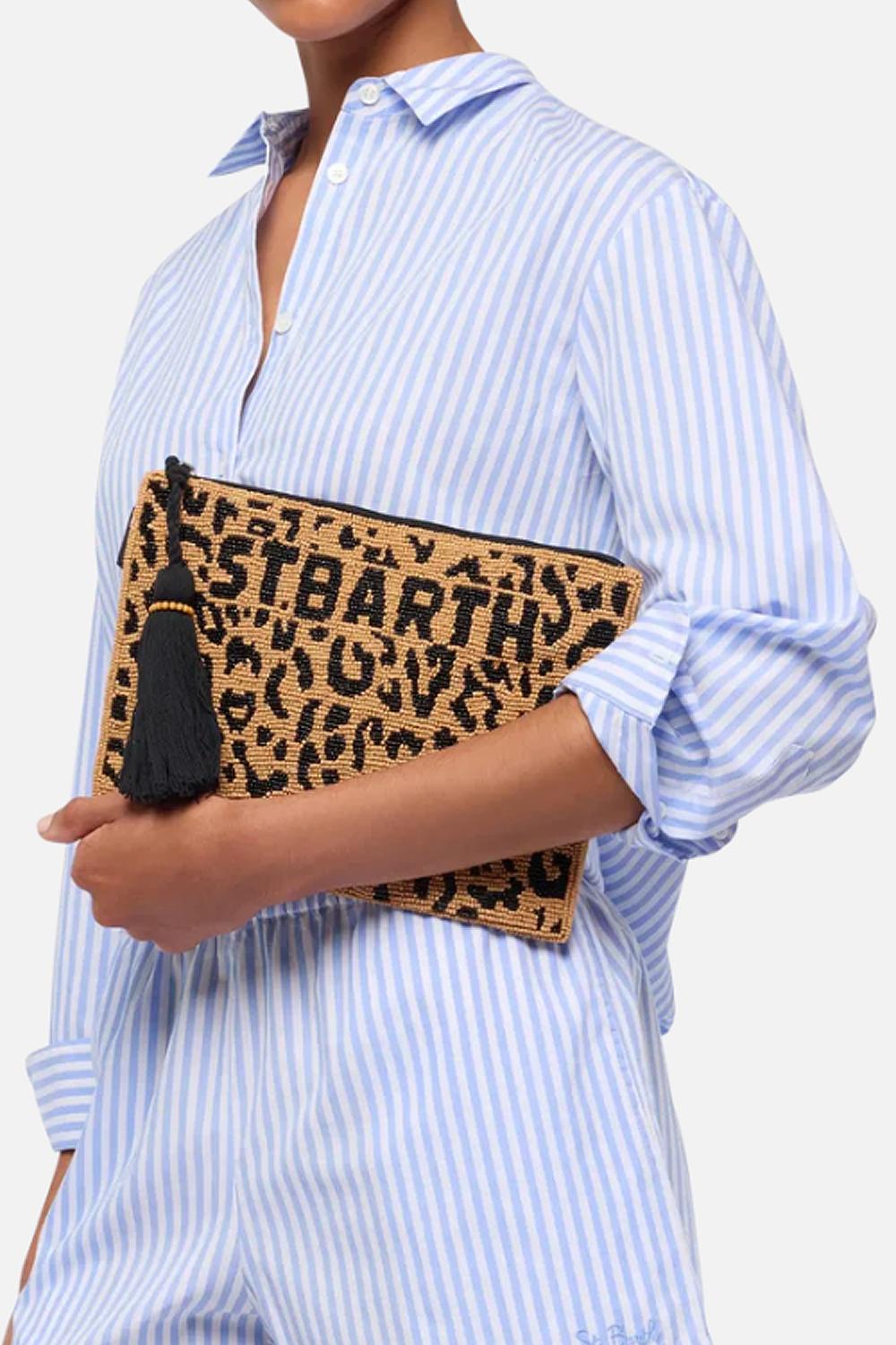 Pouch Pearl con fantasia leopardata in perline POU0002 -00653L Mc2 Saint Barth 