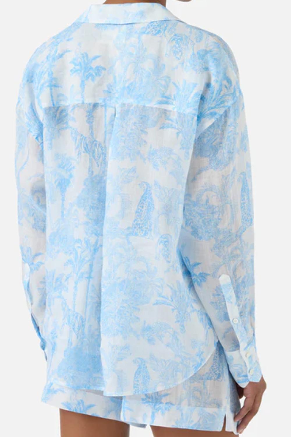 Camicia Cristal mc2 in ramie con stampa toile de jouy CYS0001 -01522L Mc2 Saint Barth 