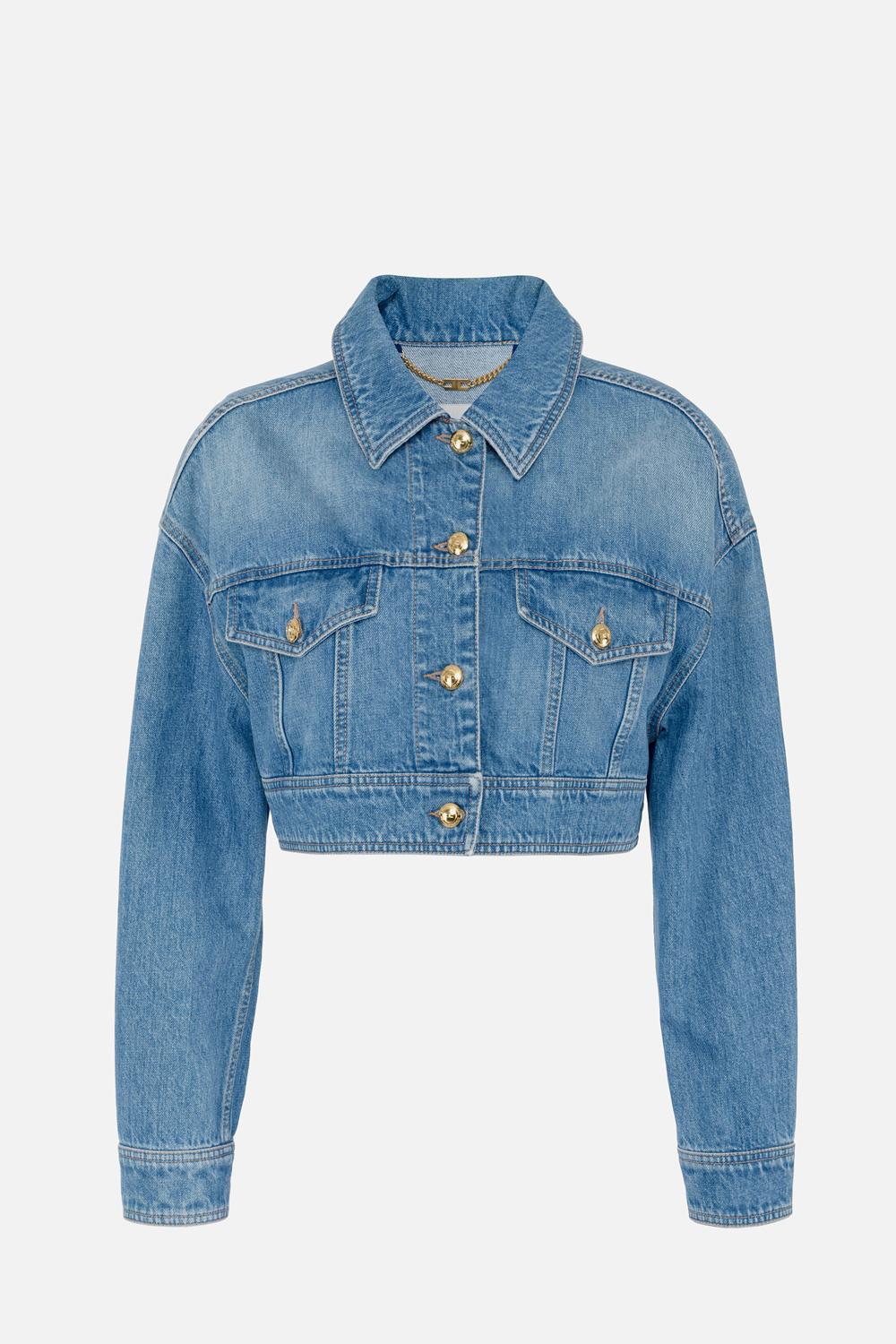 Giubbotto corto oversize in denim<BR/> BJ35N 51E2192 Elisabetta Franchi 