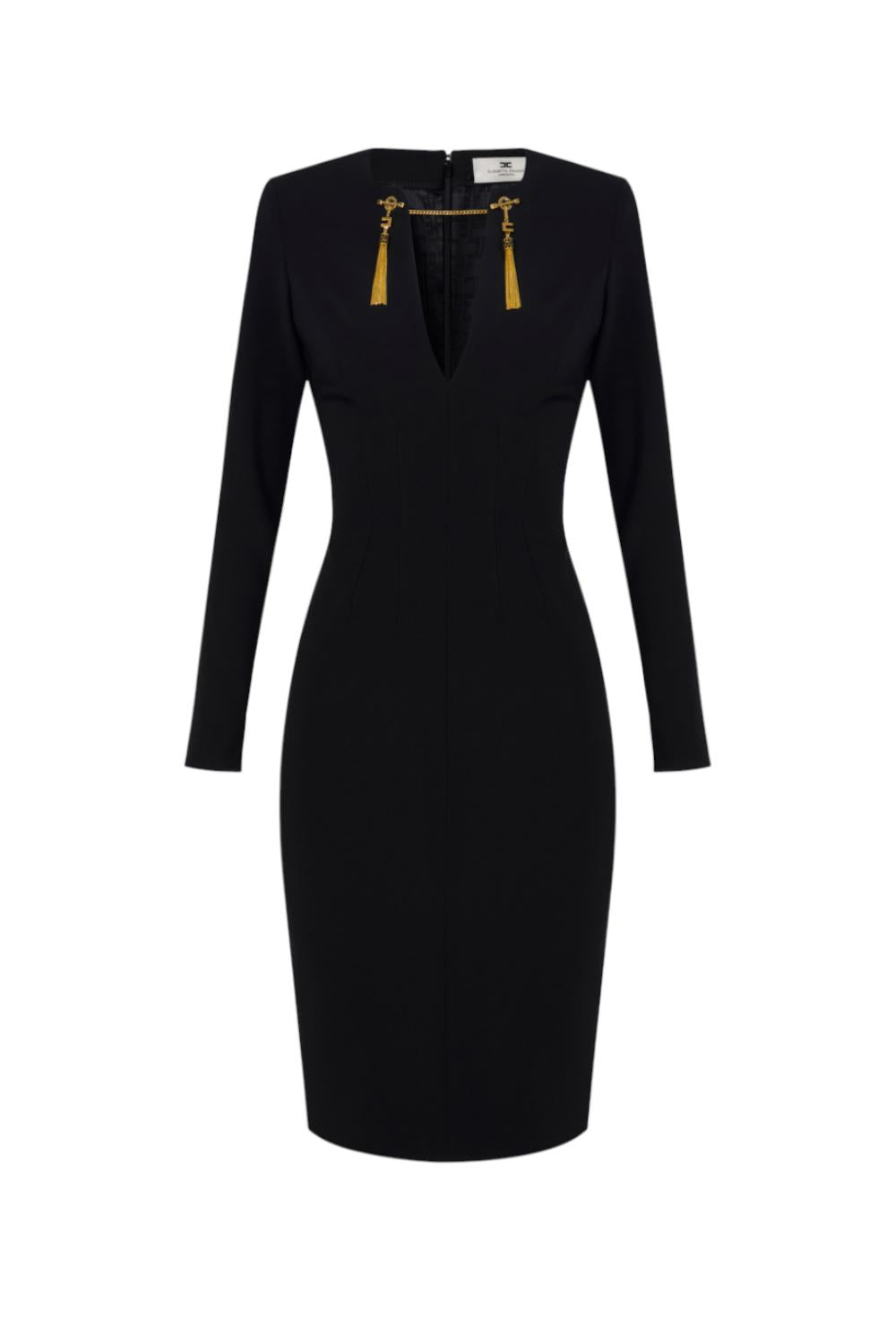 Abito in crêpe leggero con catena gioiello<BR/> AB805 57E2110 Elisabetta Franchi 