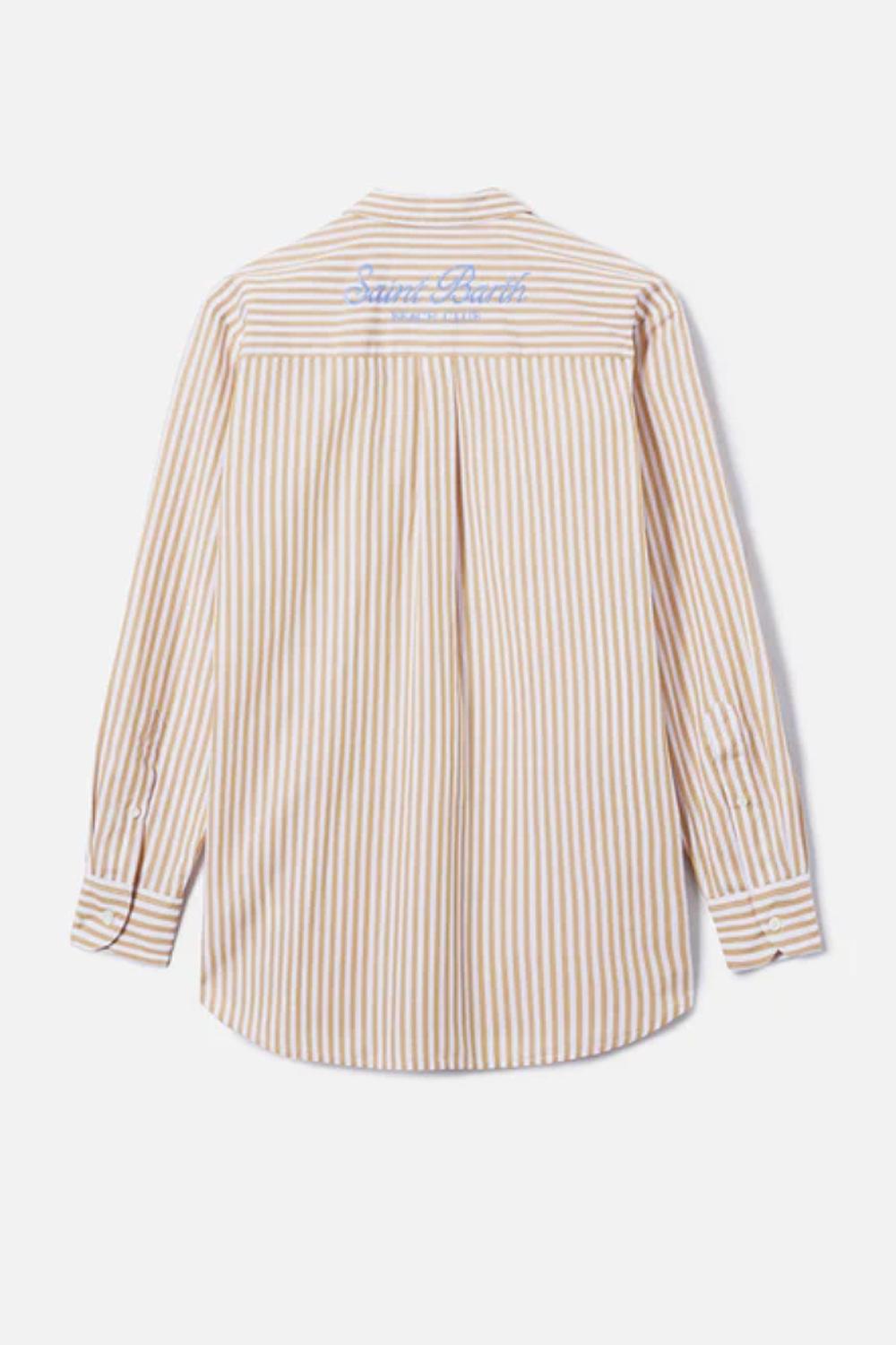 Camicia Brigitte mc2 in cotone a righe beige con ricamo Sport Club BRIG001 -00724L Mc2 Saint Barth 