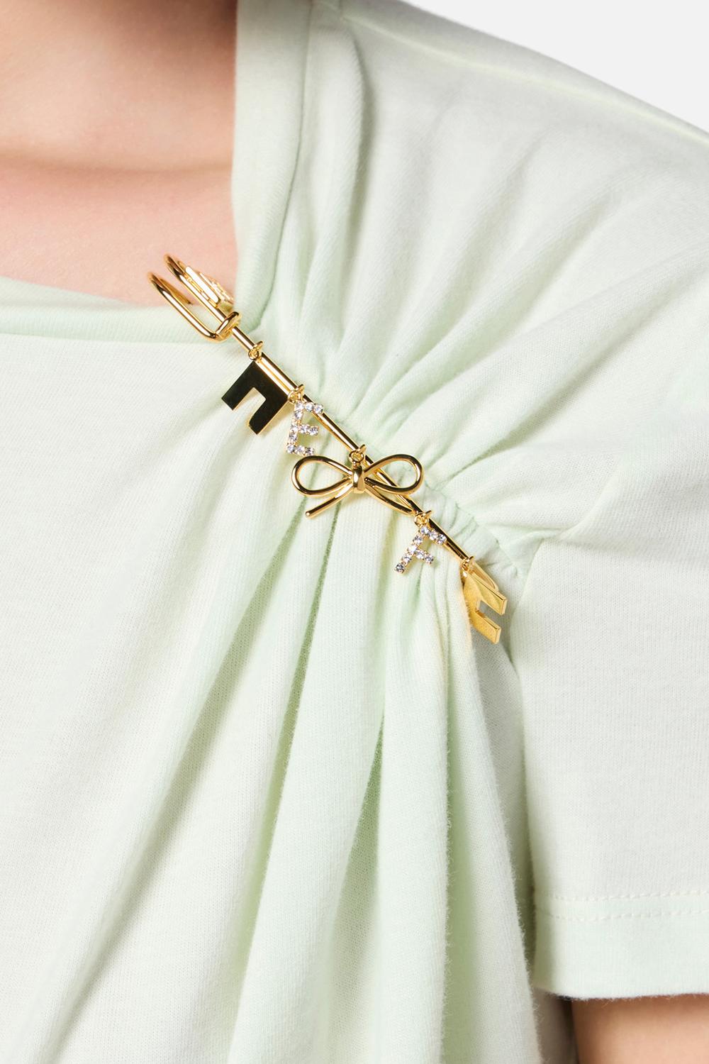 T-shirt in jersey con spilla gioiello<BR/> MA028 51E2124 Elisabetta Franchi 