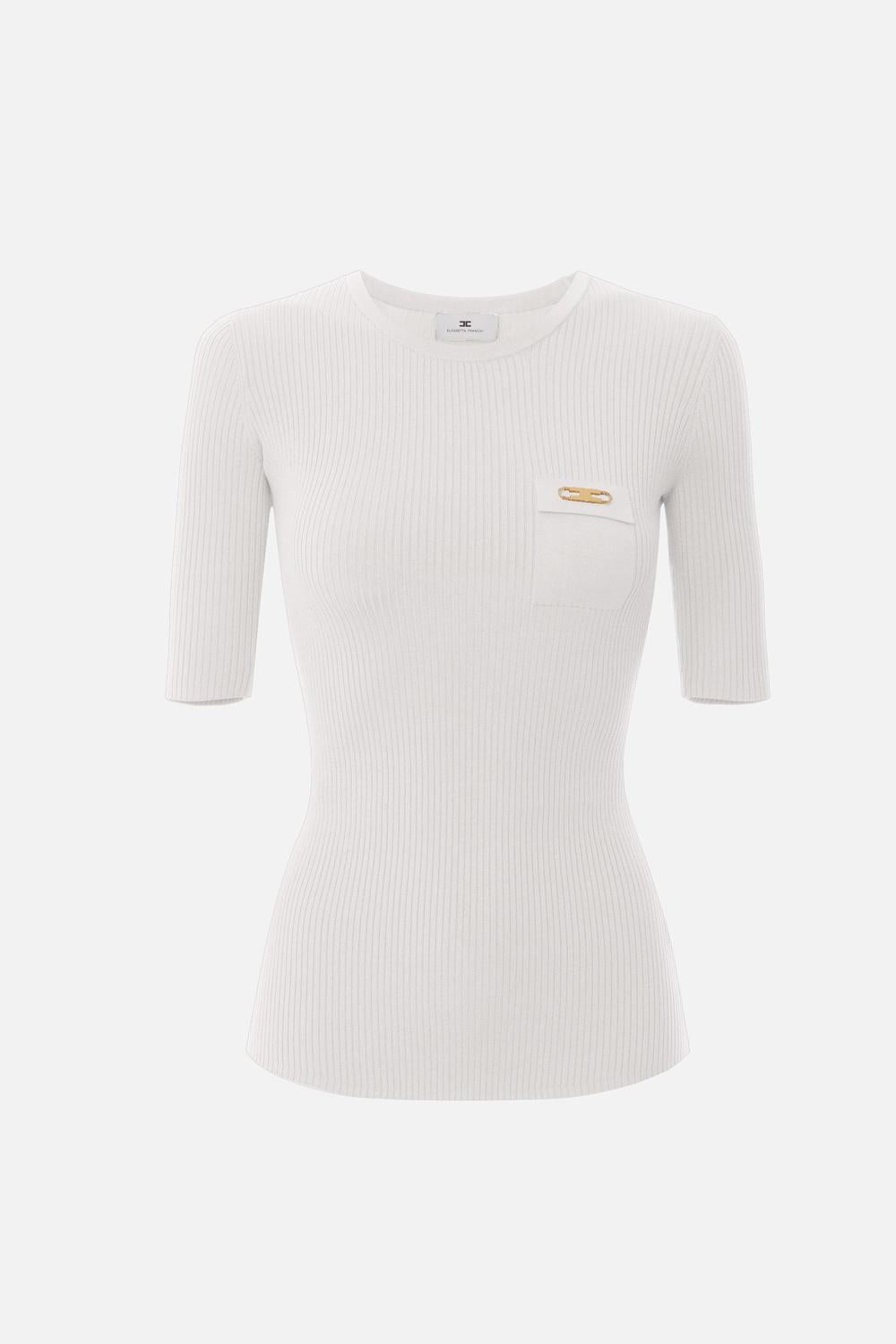 Maglia a costine con taschino<BR/> MK10B 56E2360 Elisabetta Franchi 