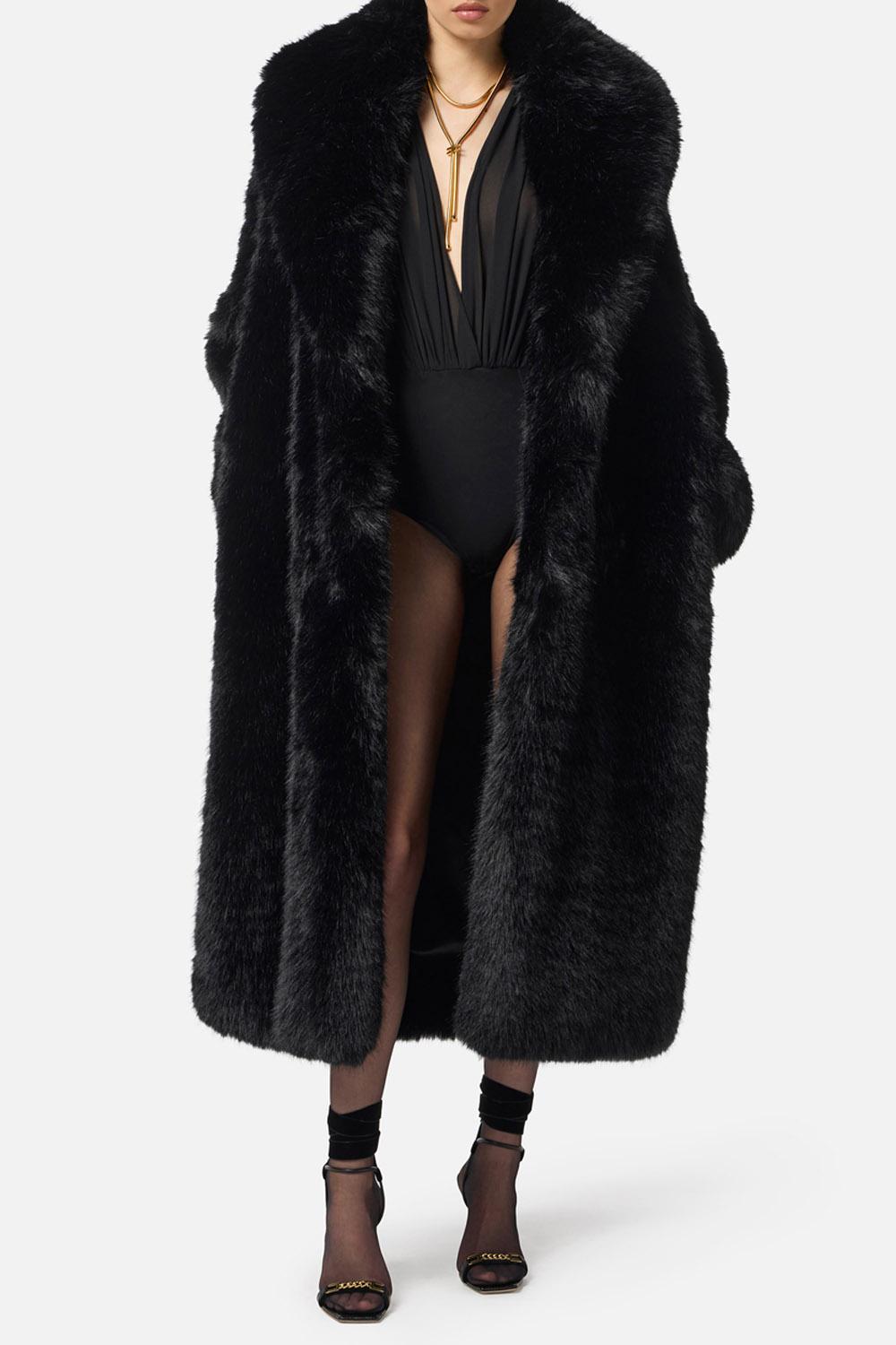 Cappotto con texture effetto pelo CP69A 58E2110 Elisabetta Franchi 