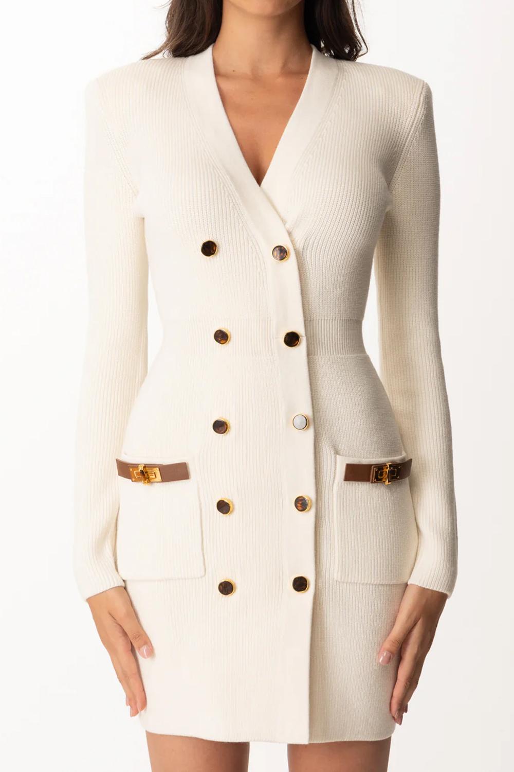 Mini abito in maglia con decorazioni gioiello<BR/> AM04S 56E2DZ9 Elisabetta Franchi 
