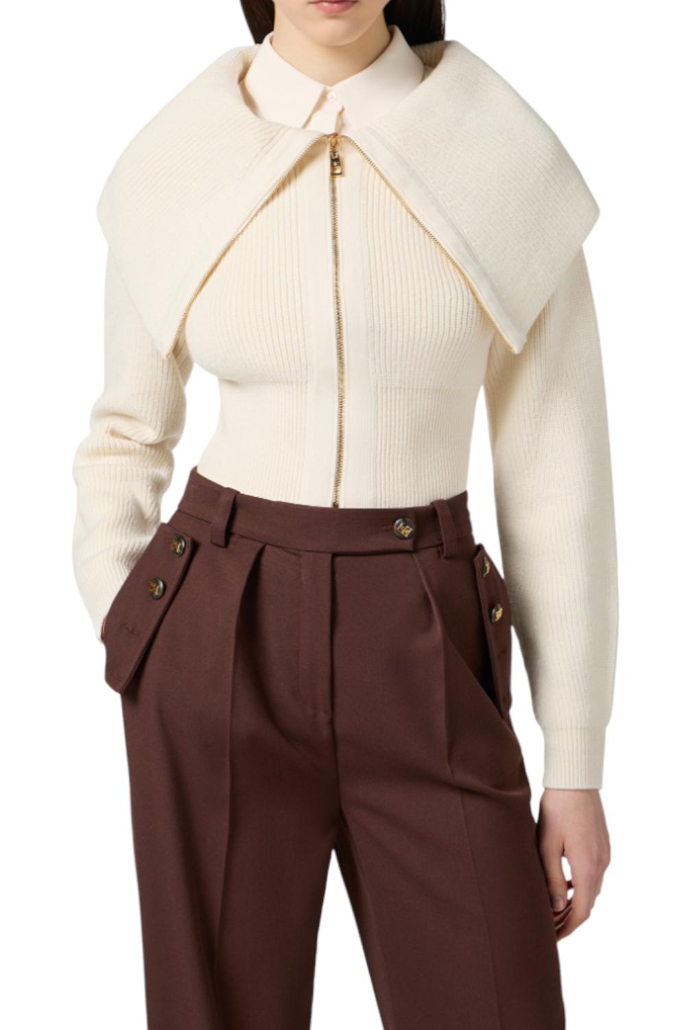 Cardigan in misto lana con zip<BR/> MK04S 56E2DZ9 Elisabetta Franchi 