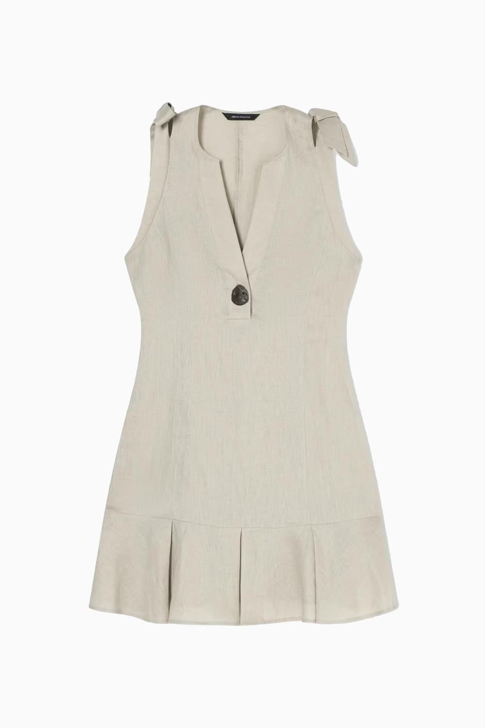 Abito corto in popeline di lino con bottoni e fiocchi XW002311 AF21532U6275 Armani Exchange 
