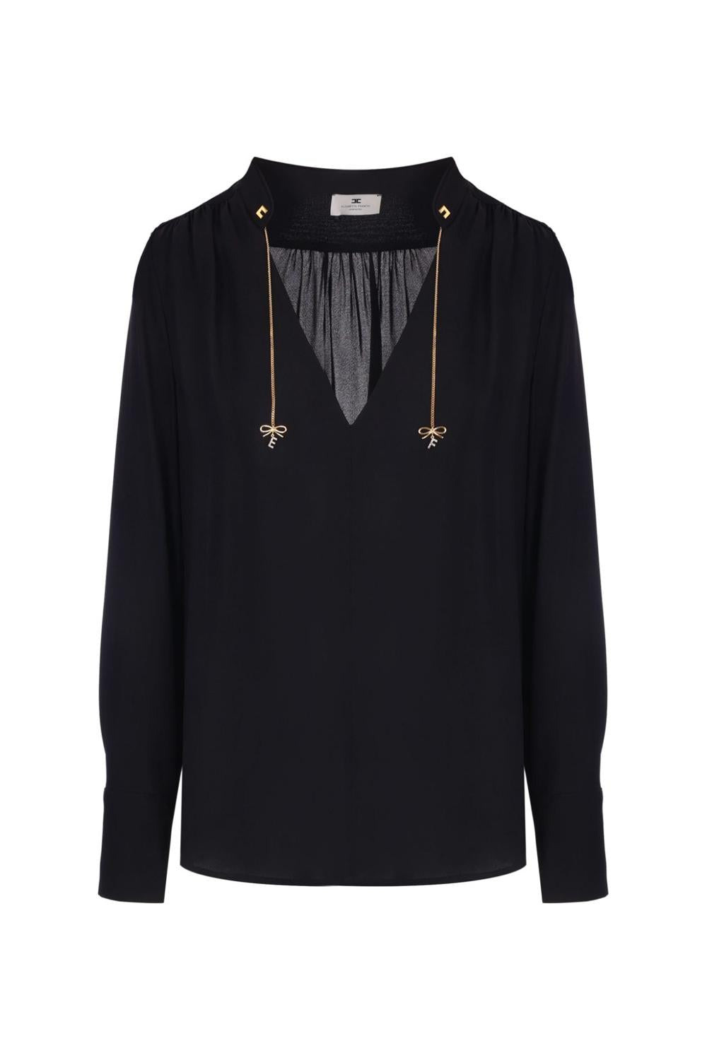 Camicia in georgette con charms e logo<BR/> CA080 51E2110 Elisabetta Franchi 