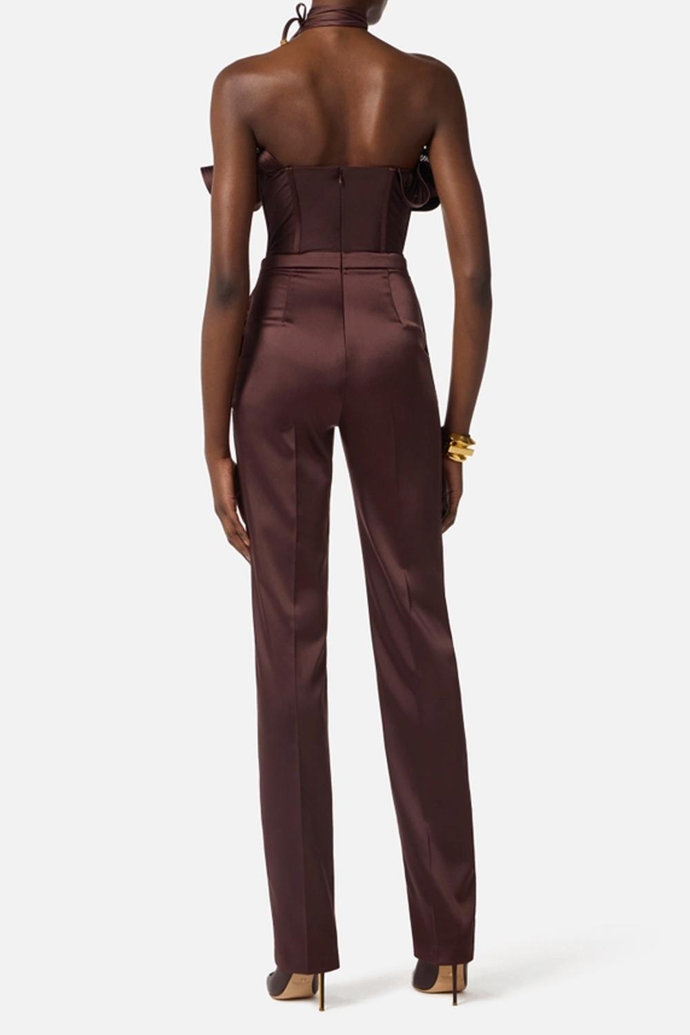 Tuta in raso stretch con maxi ruche TU065 62E2644 Elisabetta Franchi 