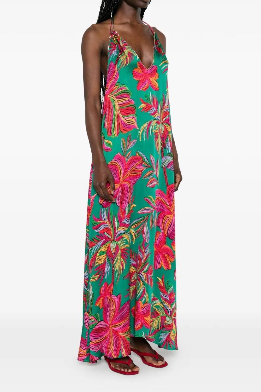 natasha dress - abito lungo fantasia S26061 CARTAGENA GREEN Sundress 