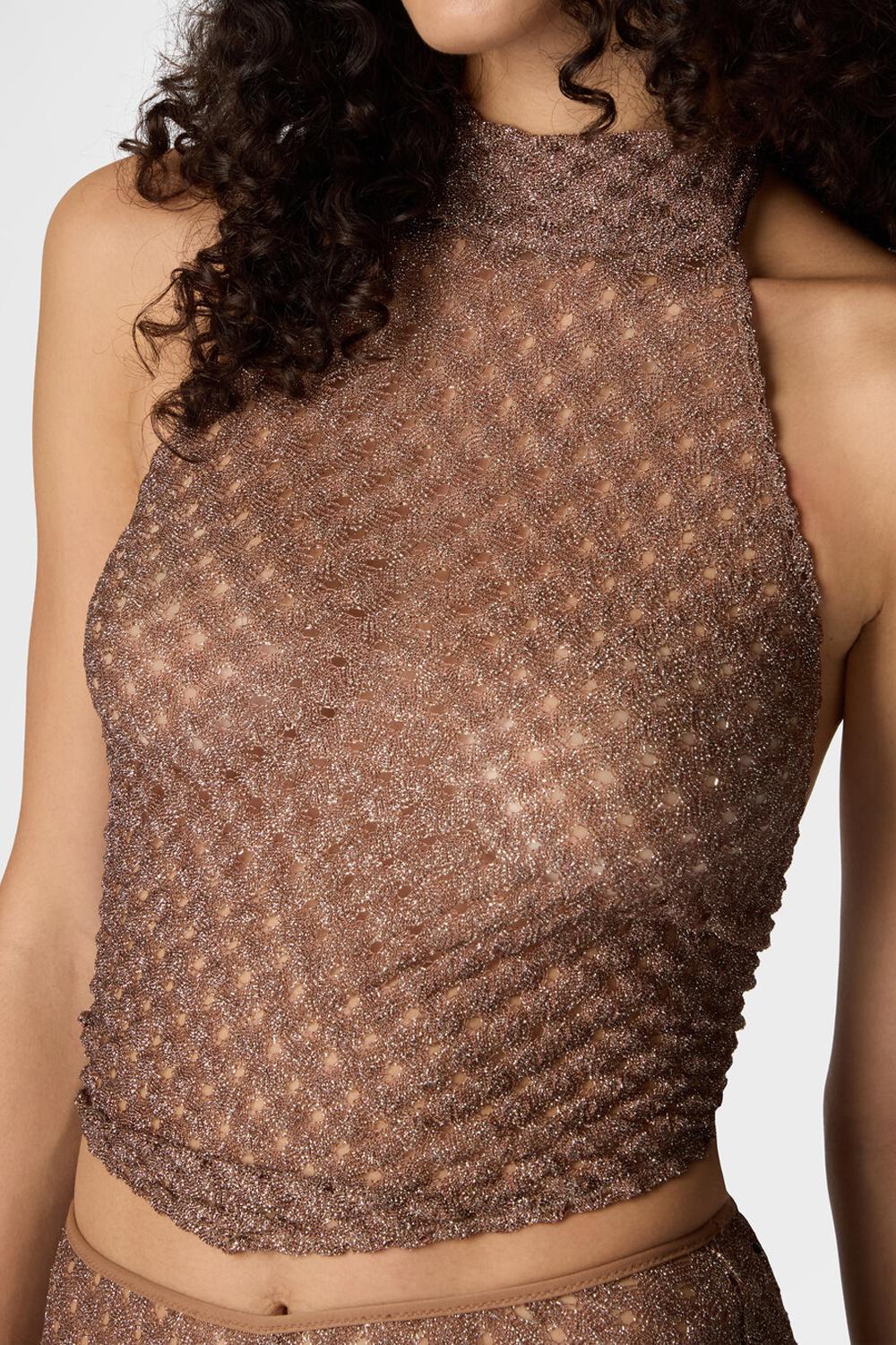 Top a foulard in viscosa lamé motivo ragnatela MS26SK09 BR014DS80EE Missoni 