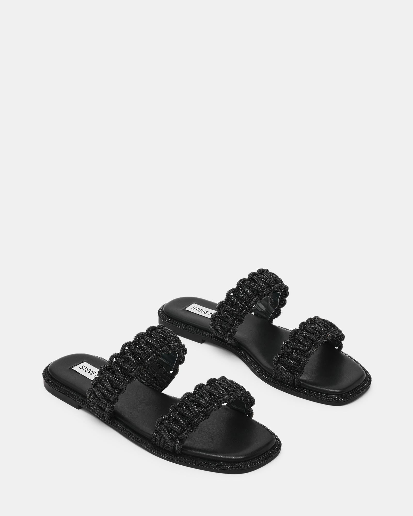 Sandalo Flat NYSSA con Doppia Fascia Intrecciata e Strass NYSSA BLACK Steve Madden 