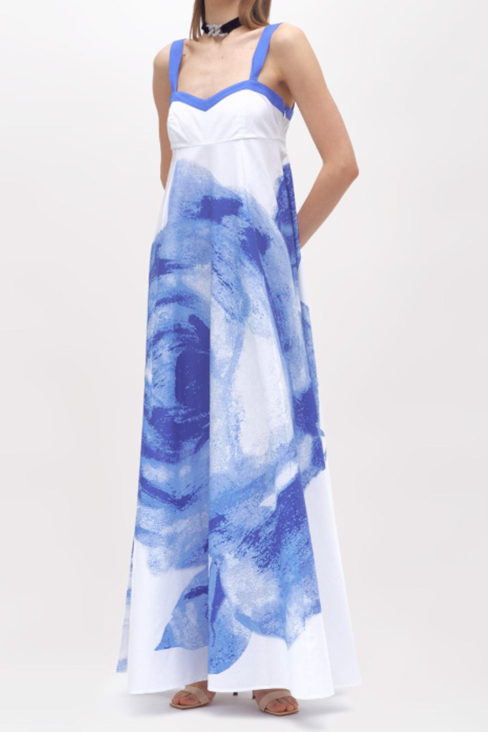 ABITO LUNGO IN POPELINE CON ROSA<BR/> RA5039 T2993M9072 Blugirl 
