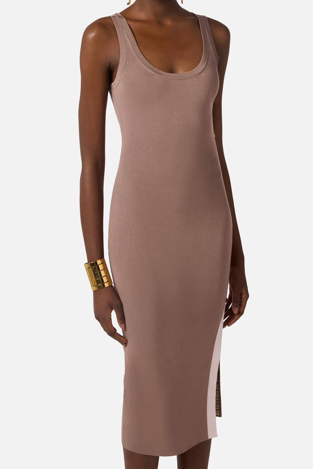 Abito in maglia con bande in viscosa lucida AM03S 61E2727 Elisabetta Franchi 