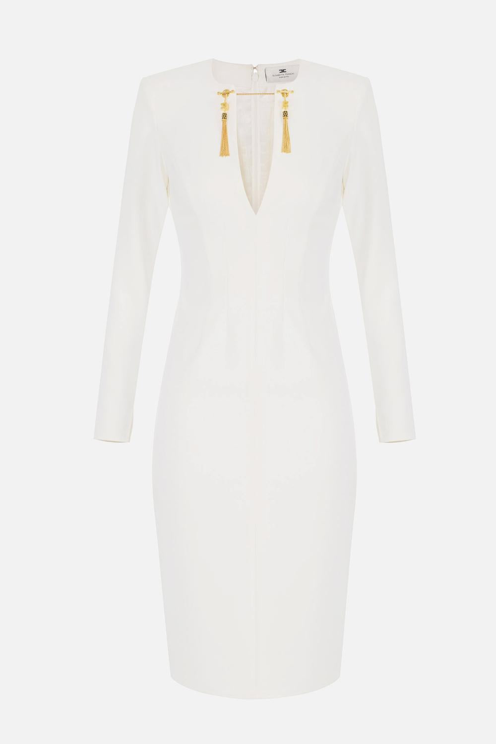 Abito in crêpe leggero con catena gioiello<BR/> AB805 57E2360 Elisabetta Franchi 