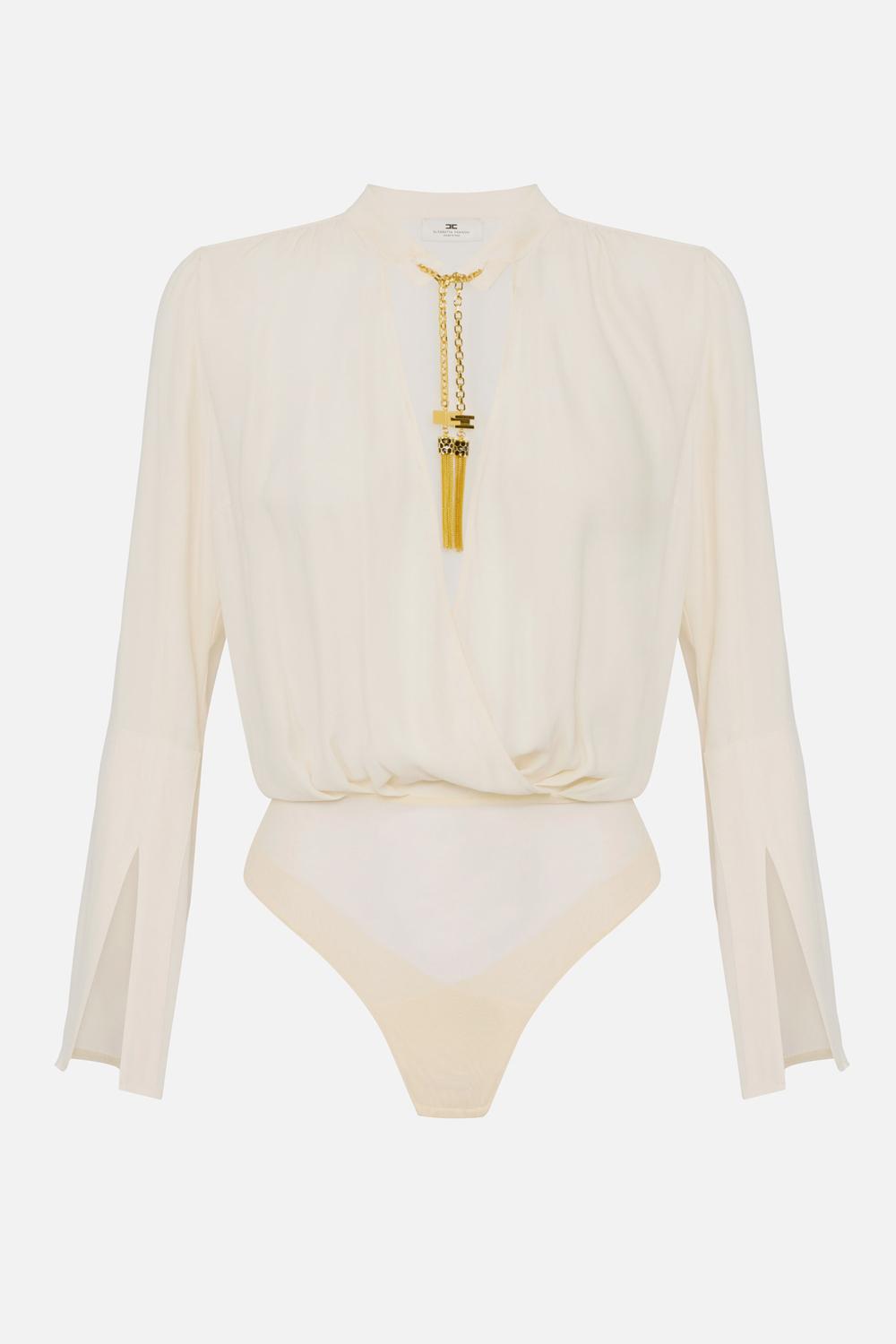 Body in georgette con dettagli gioiello<BR/> CB005 57E2DZ9 Elisabetta Franchi 