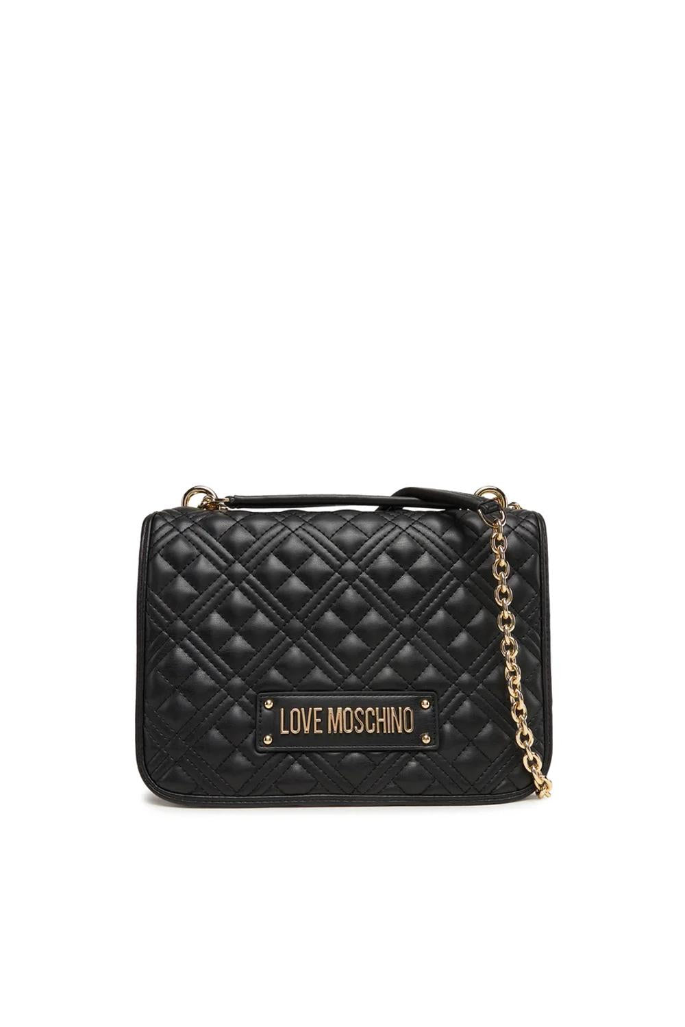 Borsa Love Moschino Media Quilted in Pelle Sintetica con Logo Dorato e Tracolla JC4000PP1N LA0000 Love Moschino 