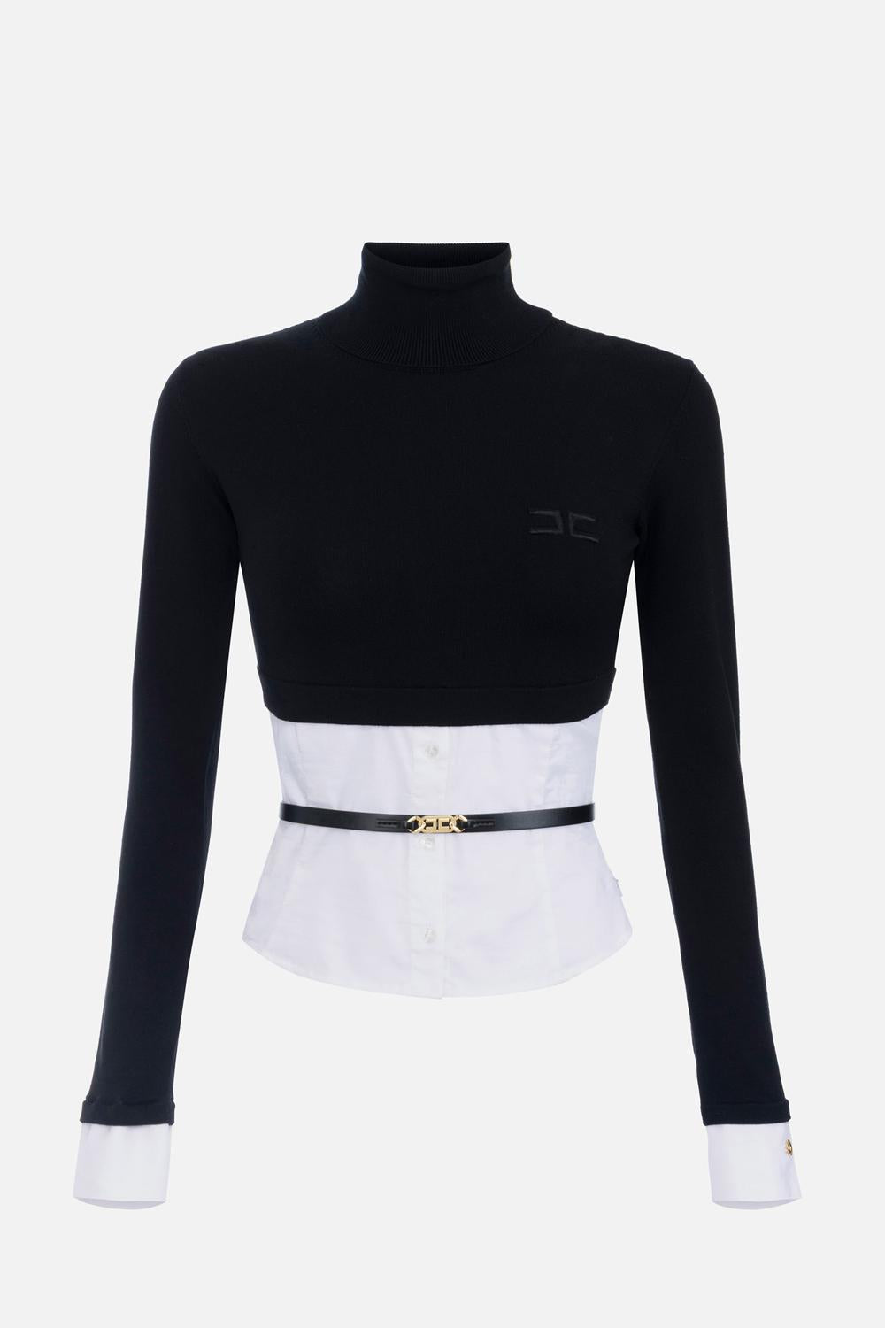 Maglia in viscosa e popeline di cotone<BR/> MK14T 56E2222 Elisabetta Franchi 