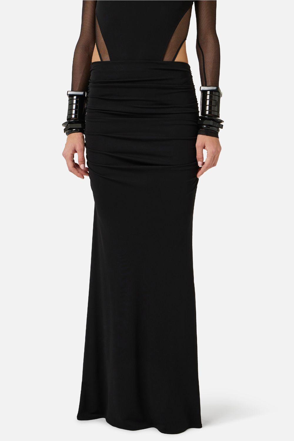 Gonna Lunga Elisabetta Franchi in Jersey Crêpe con Drappeggi GO162 61E2110 Elisabetta Franchi 