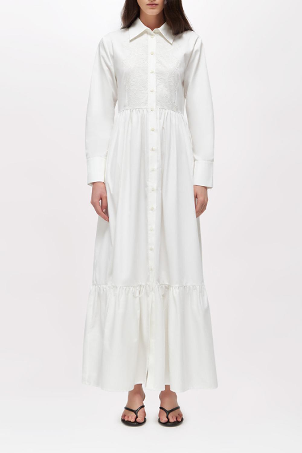 ABITO LUNGO CHEMISIER IN COTONE CON PIZZO RA6139 T544A11111 Blugirl 