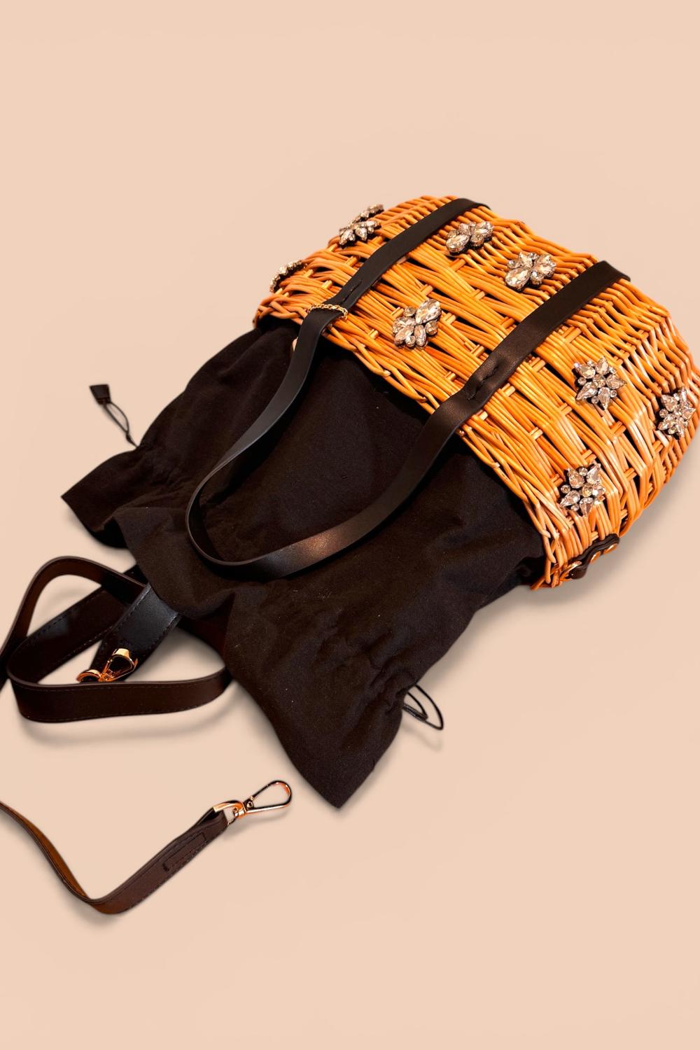 borsa in paglia SAINT TROPEZ NERO Momà Luxury 