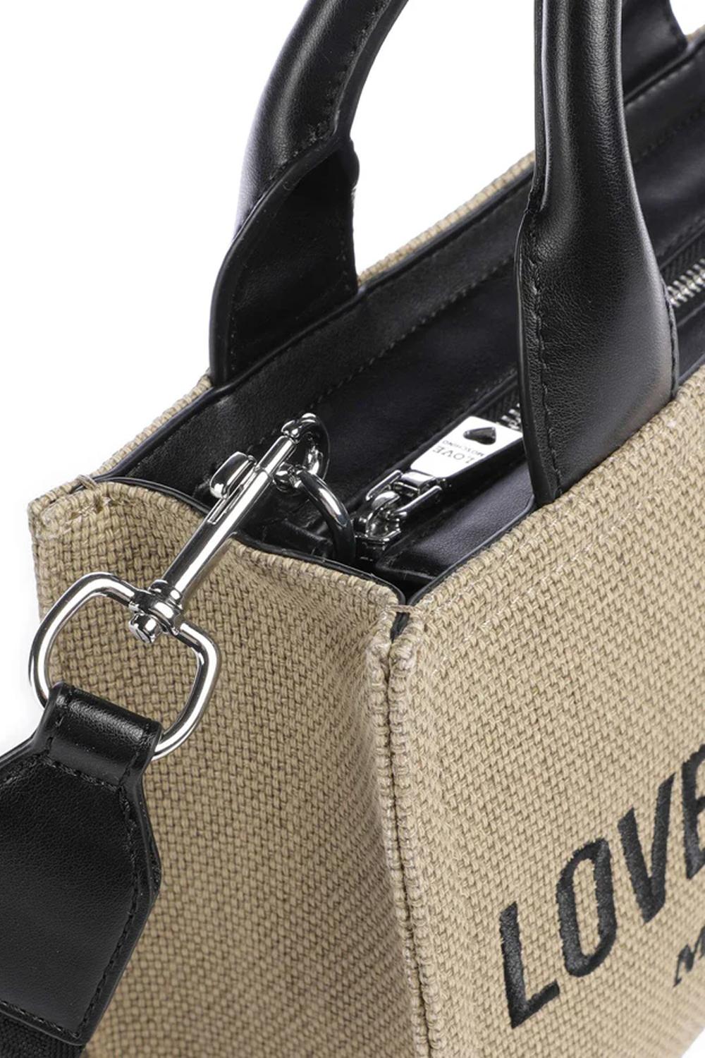 Cargo Canvas Borsa a Mano Donna in Cotone e Pelle Sintetica JC4226PP0O KB190A Love Moschino 