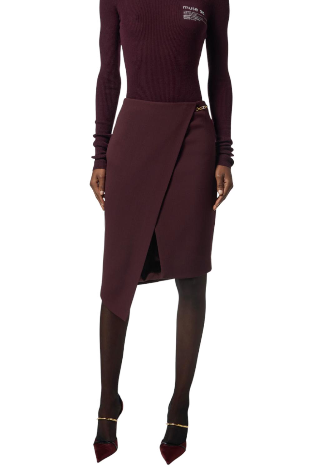 Gonna in crêpe con dettaglio gioiello<BR/> GO135 56E2EA4 Elisabetta Franchi 