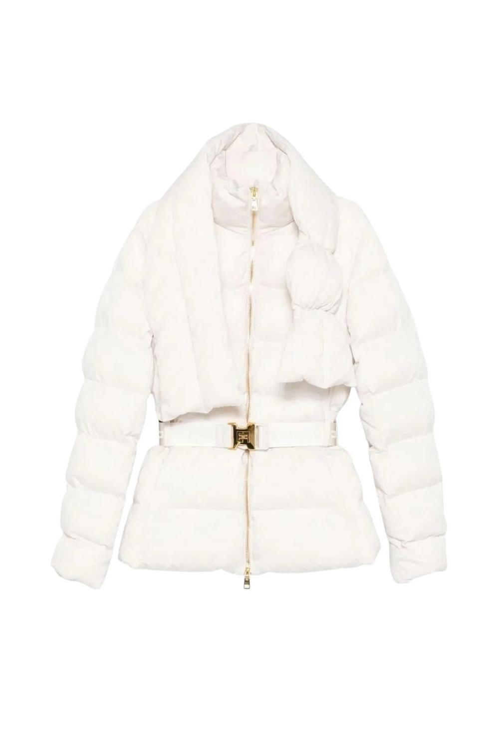 Piumino in tessuto vela jacquard con cintura PI83D 56E2DZ9 Elisabetta Franchi 