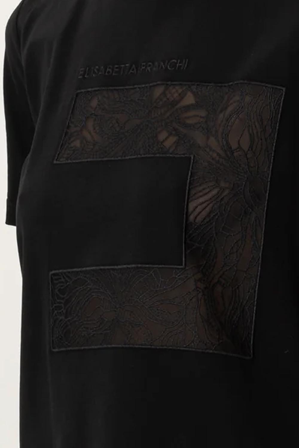 T-shirt in jersey con macro logo in voile<BR/> MA031 51E2110 Elisabetta Franchi 