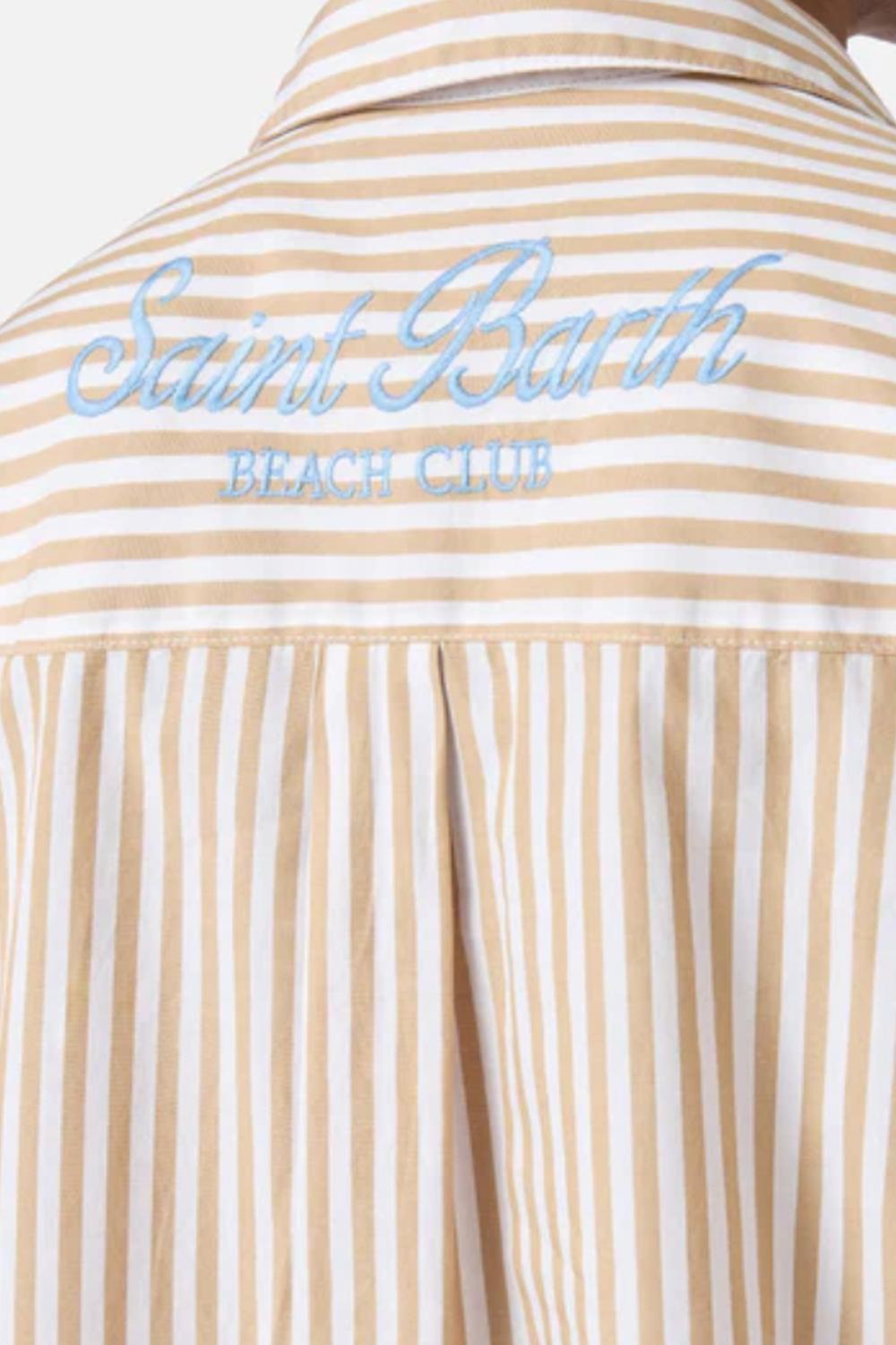 Camicia Brigitte mc2 in cotone a righe beige con ricamo Sport Club BRIG001 -00724L Mc2 Saint Barth 