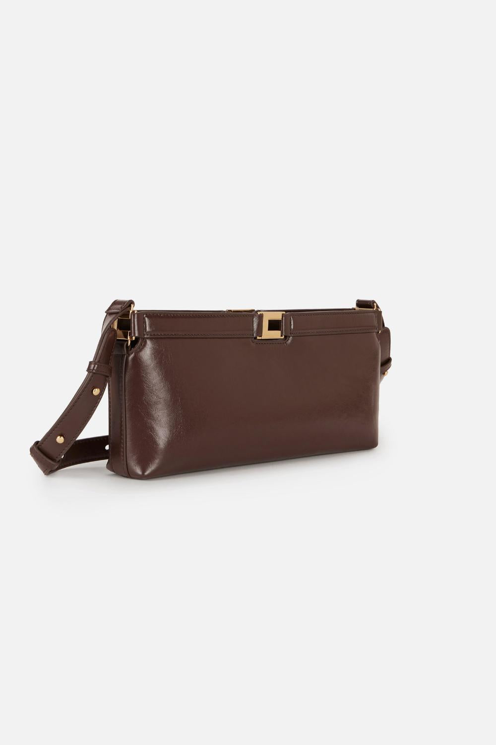 Borsa Elisabetta Franchi in Materiale Sintetico Effetto Naplak con Logo Dorato BS17A 61E2EV9 Elisabetta Franchi 