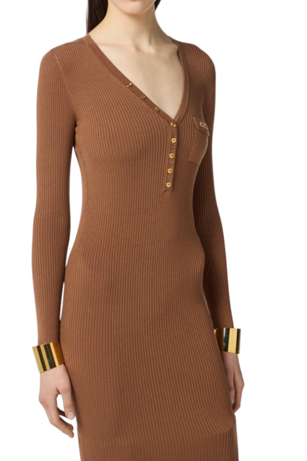 Abito in maglia a costine con taschino<BR/> AM10B 56E2EC1 Elisabetta Franchi 