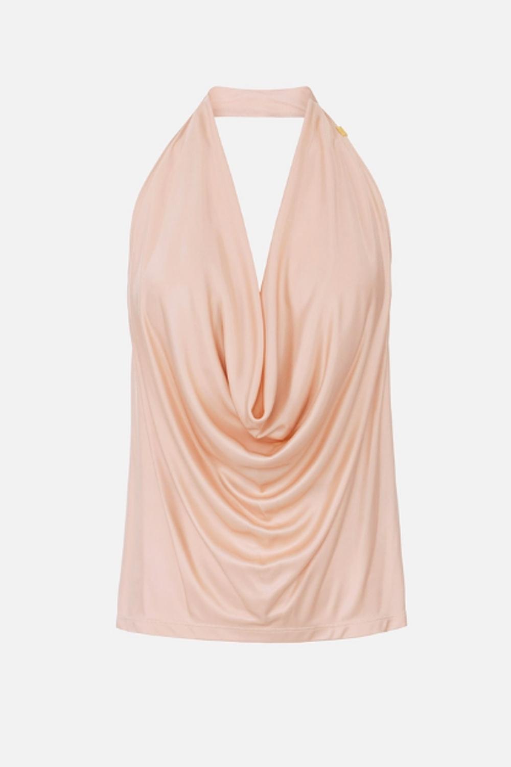 Top Elisabetta Franchi in Jersey di Viscosa Lucida con Scollo a Gronda<BR/> CN008 63E2EA1 Elisabetta Franchi 