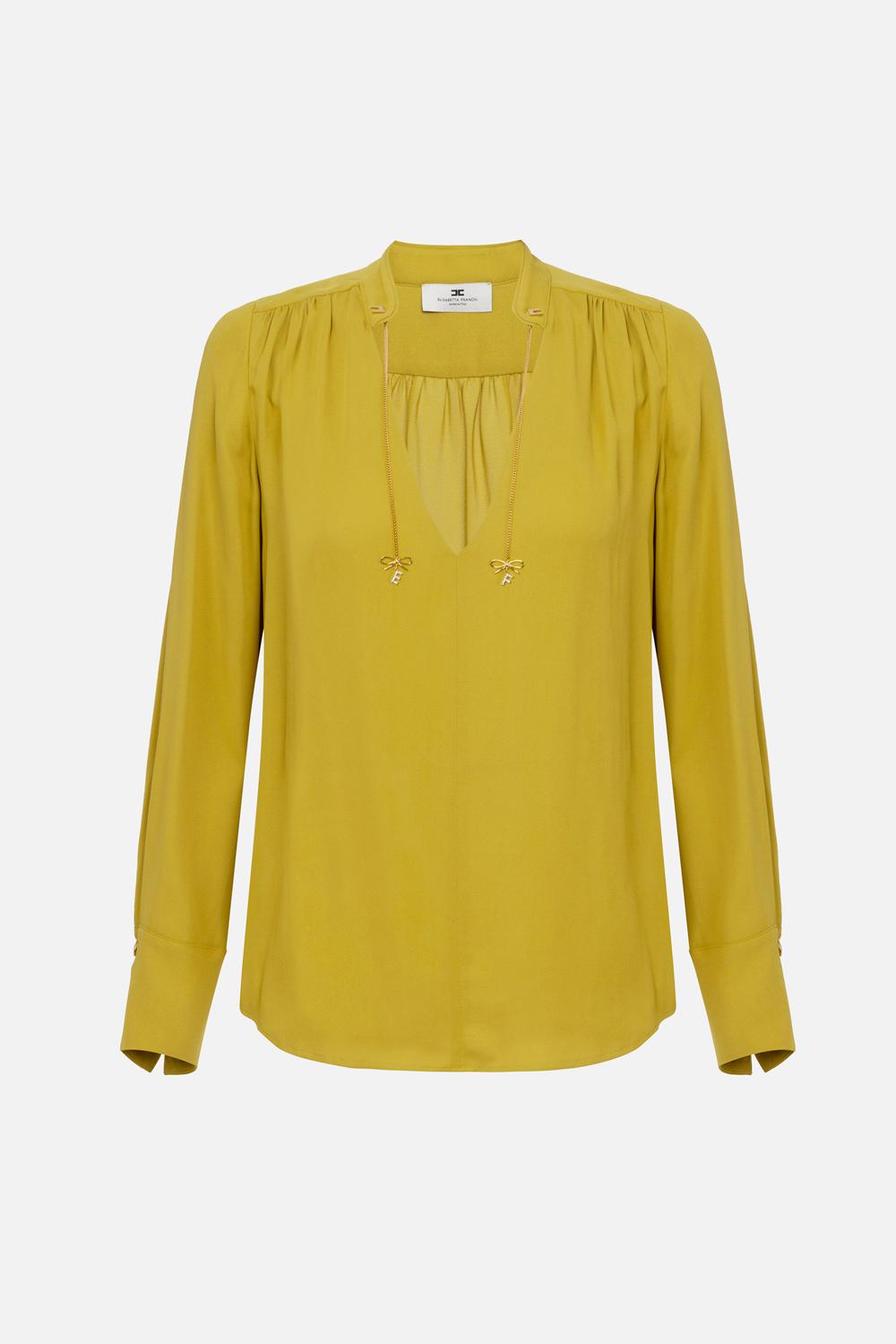 Camicia in georgette con charms e logo<BR/> CA080 51E2DC6 Elisabetta Franchi 