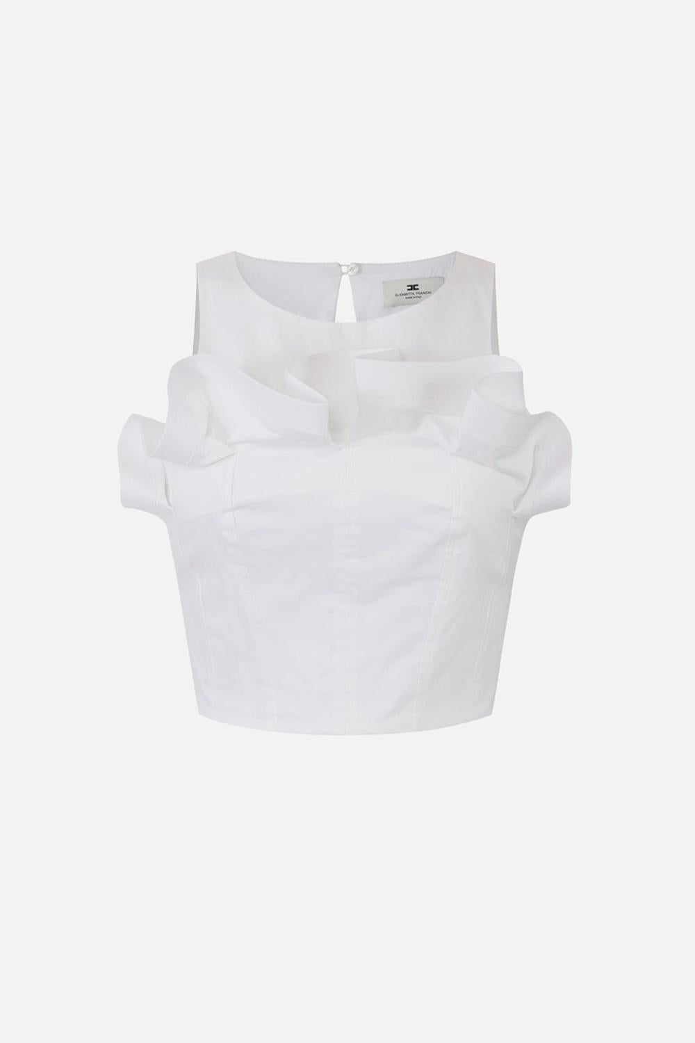 Top in Cotone Stretch con Volant TO054 62E2100 Elisabetta Franchi 