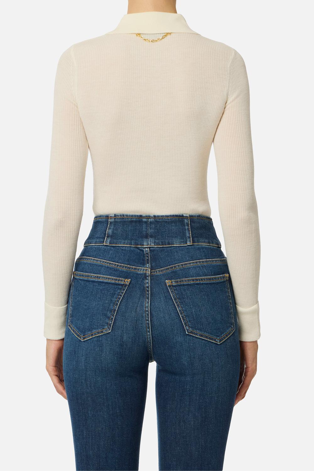 Polo in maglia con dettaglio lettering MK40B 57E2DZ9 Elisabetta Franchi 