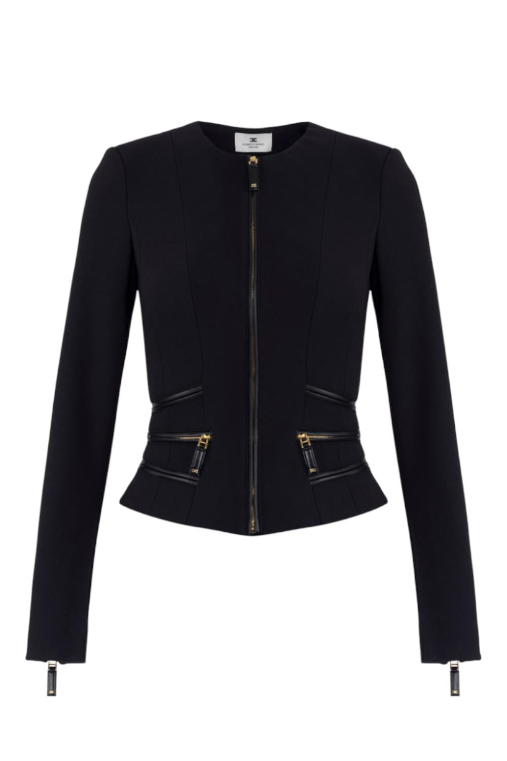 Giacca in doppio crêpe con dettagli zip<BR/> GI173 56E2110 Elisabetta Franchi 