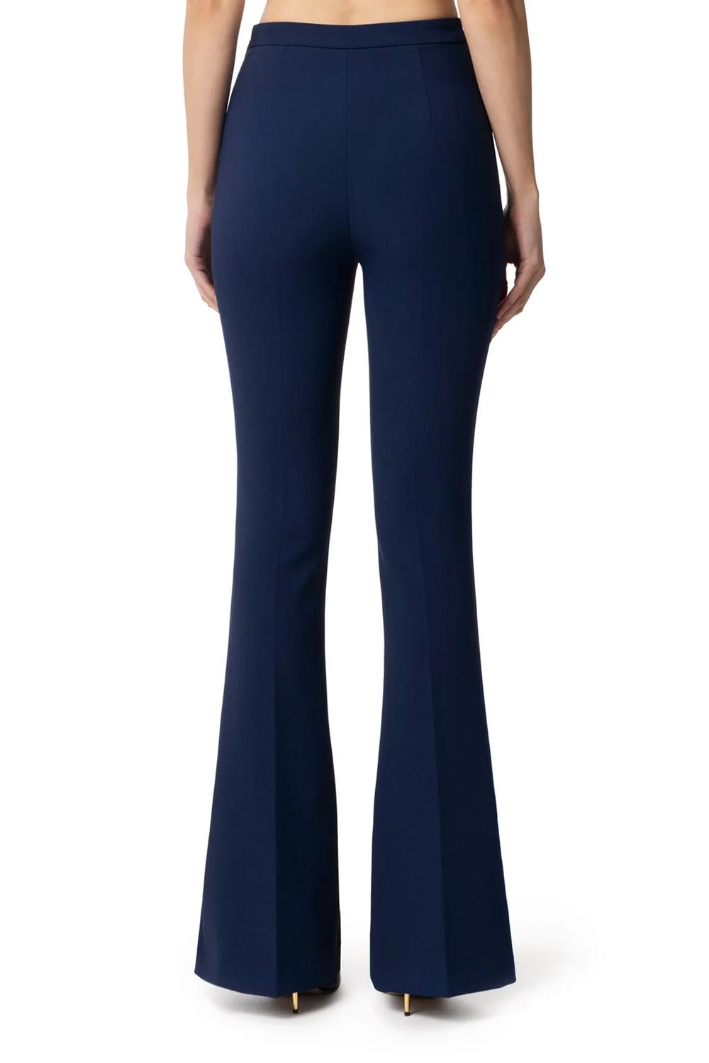 Pantaloni a zampa in crêpe con placca logo<BR/> PA079 51E2DC8 Elisabetta Franchi 