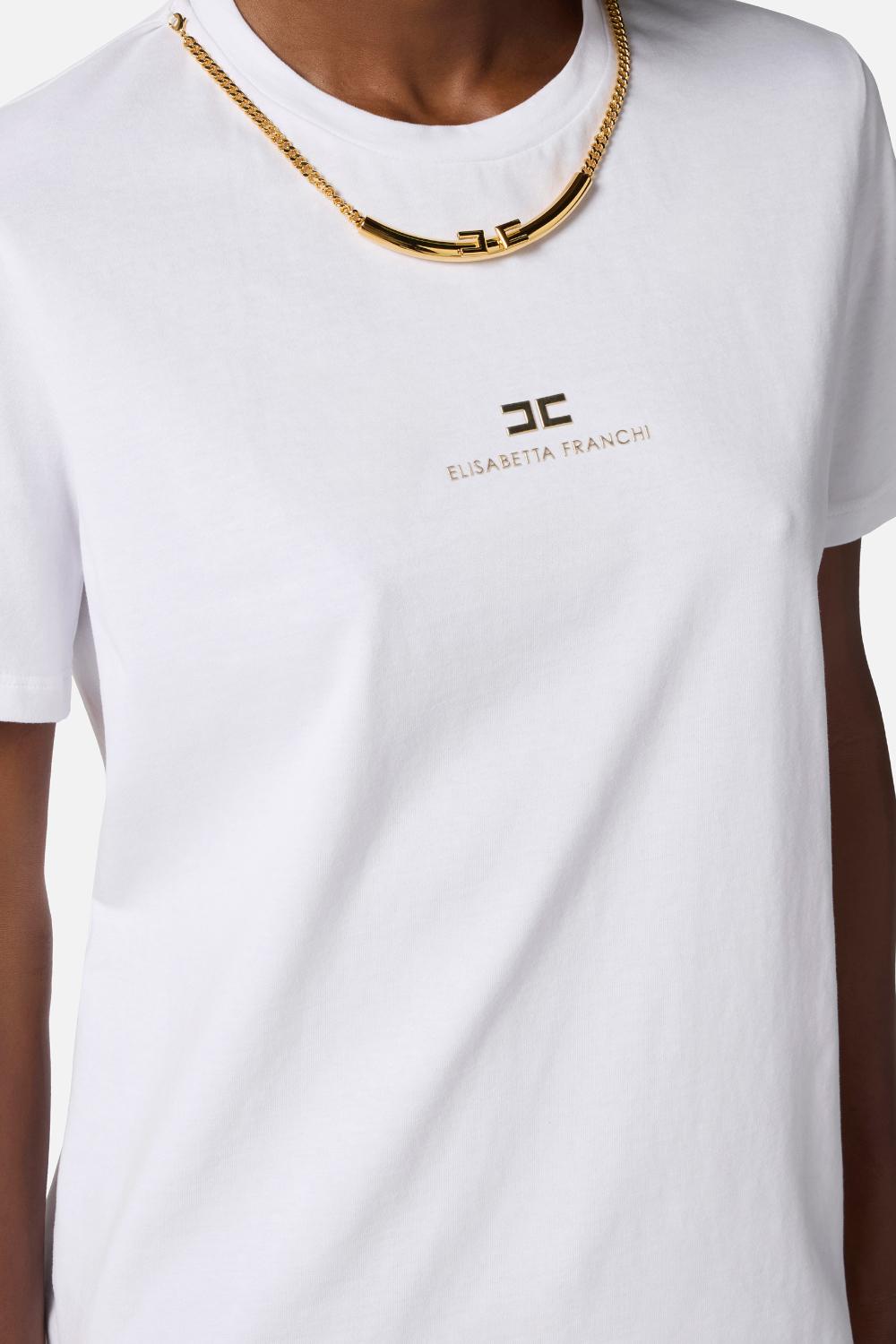 T-shirt in jersey di cotone con collana<BR/> MA028 56E2270 Elisabetta Franchi 