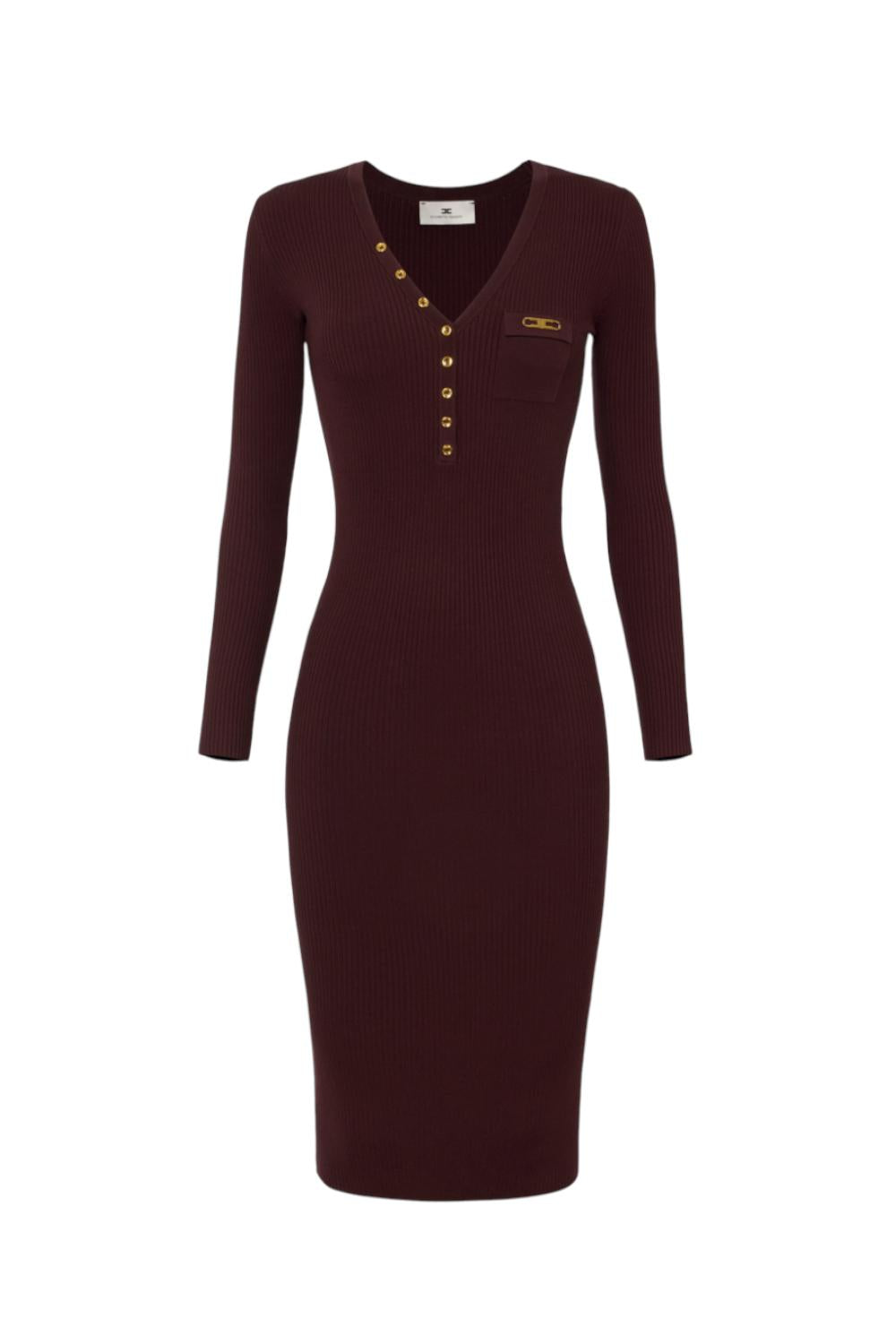 Abito in maglia a costine con taschino<BR/> AM10B 56E2EA4 Elisabetta Franchi 