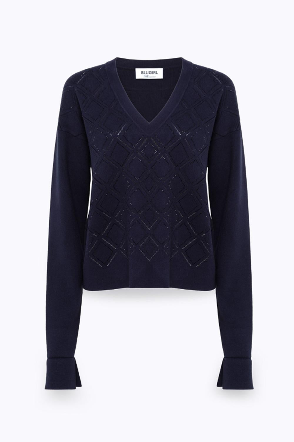 MAGLIA IN VISCOSA CON STRASS<BR/> RF5147 MS99E90013 Blugirl 