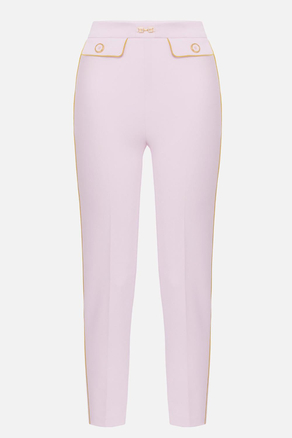 Pantaloni in crêpe con piping e morsetto gioiello<BR/> PAT71 51E2DK3 Elisabetta Franchi 