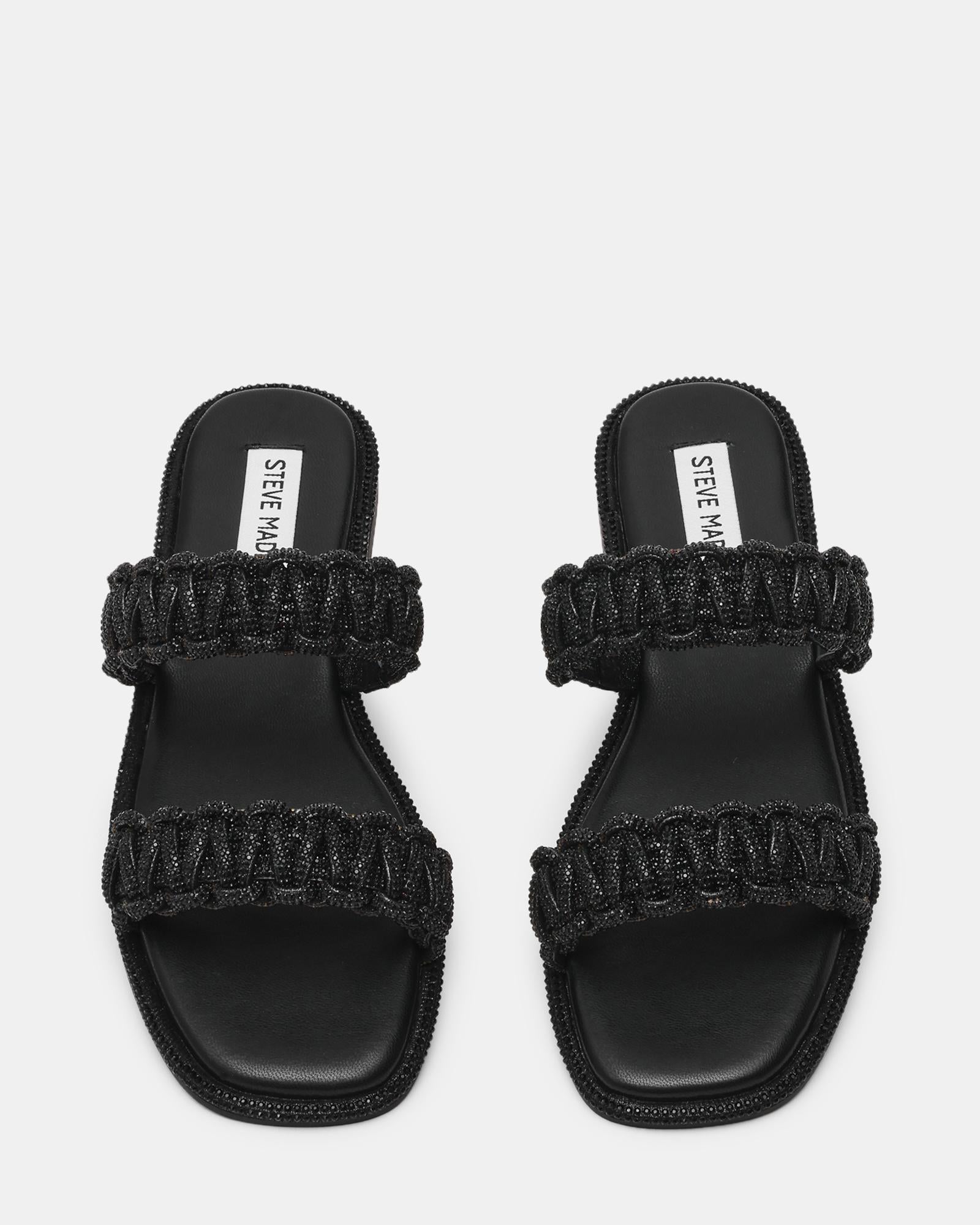 Sandalo Flat NYSSA con Doppia Fascia Intrecciata e Strass NYSSA BLACK Steve Madden 