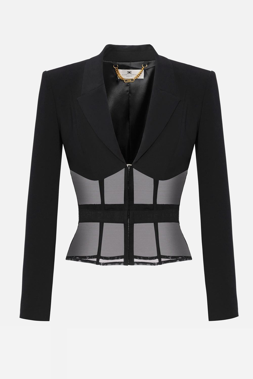 Giacca in crêpe e tulle<BR/> GI131 51E2110 Elisabetta Franchi 