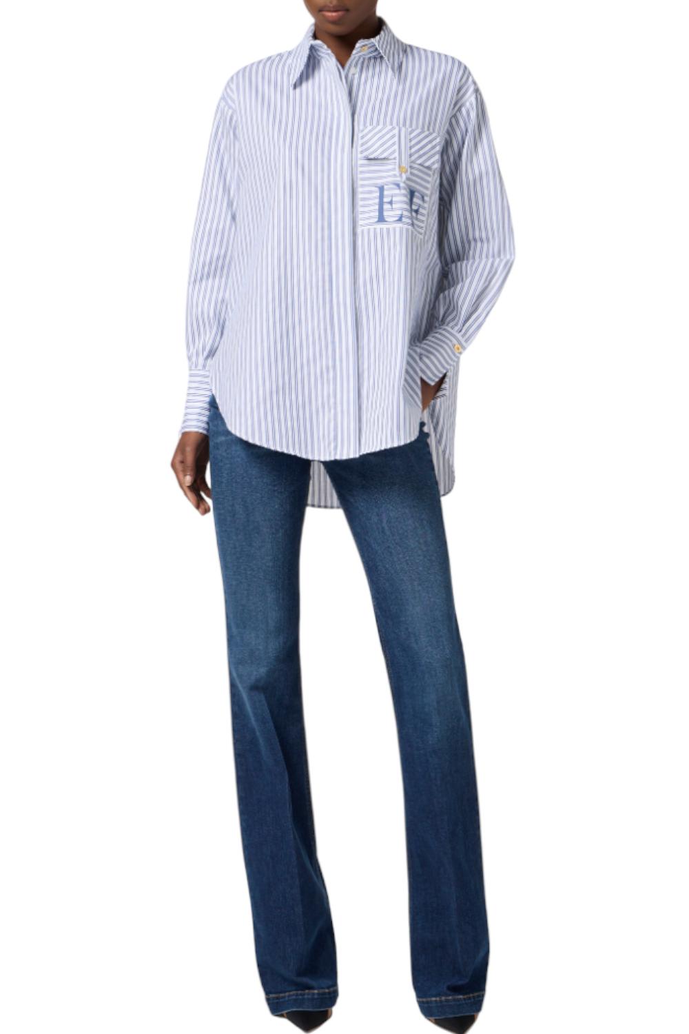 Camicia in popeline di cotone a righe<BR/> CA111 56E2068 Elisabetta Franchi 