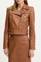 Chiodo Elisabetta Franchi in Pelle con Zip Asimmetrica e Dettagli Dorati GD57Z 61E2600 Elisabetta Franchi 
