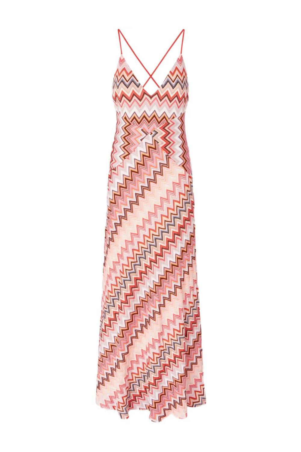 Abito lungo patchwork con motivo zig zag e spalline incrociate<BR/> DS25SG27 BR00ZUSM9KX Missoni 
