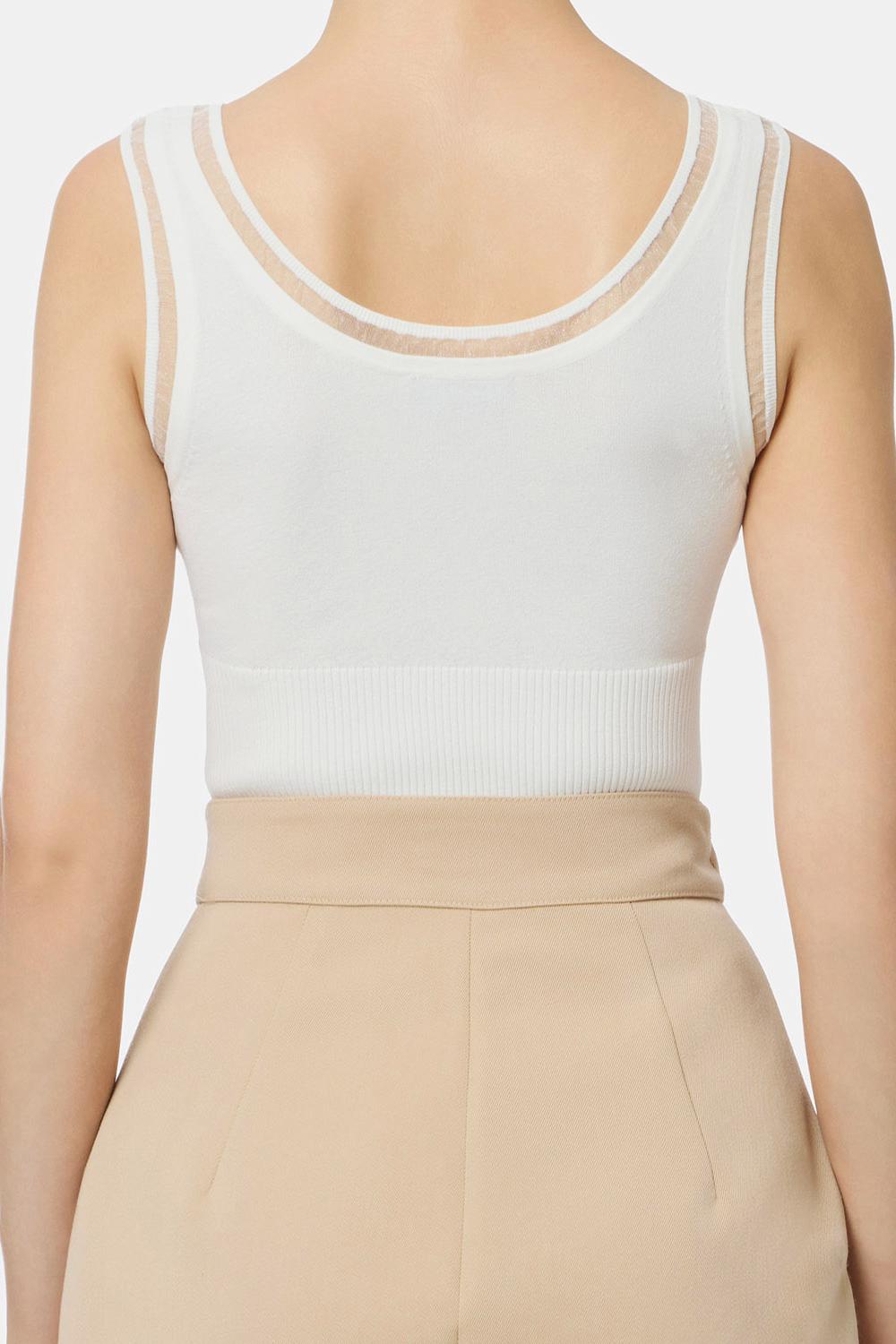 Top in maglia a costine con logo gioiello<BR/> TK54B 56E2360 Elisabetta Franchi 