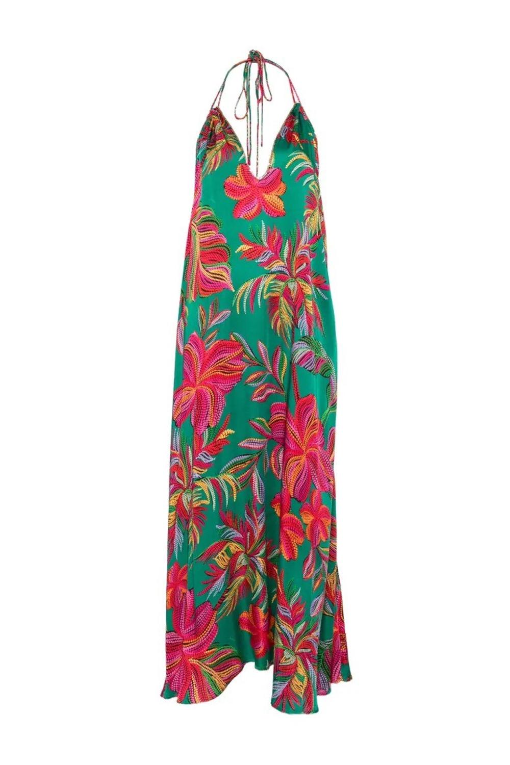 natasha dress - abito lungo fantasia S26061 CARTAGENA GREEN Sundress 