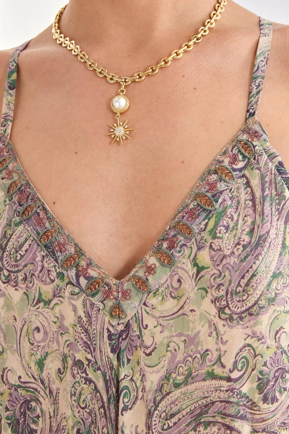 Abito Lungo Paisley Fluido in Viscosa con Scollo a V GF.KAMRAN VIOLET NKN Nekane 
